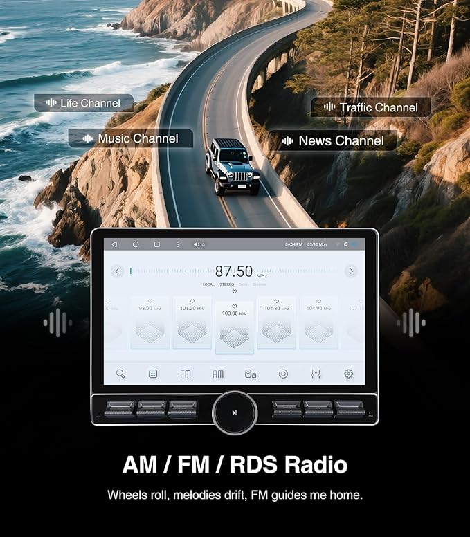 Car Stereo Radio Replacement Upgrade for Jeep Wrangler JK 2007-2018 Dodge Ram 1500 2500 2009-2012 Compass Grand Cherokee Wireless CarPlay Android Auto GPS Navigation Touchscreen Head Unit (6G+64G)