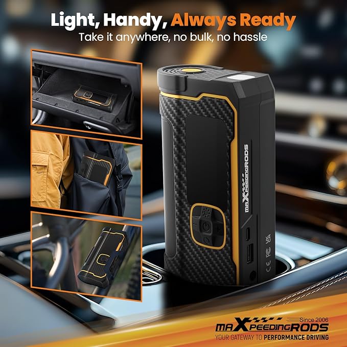 maXpeedingrods Tire Inflator Portable Air Compressor 150PSI Cordless Car Tire Air Pump with Digital Dual Displays, LED Light, Auto Shut-Off, Memory Function, Air Pump for Car, Bike, Motorcycle, Ball