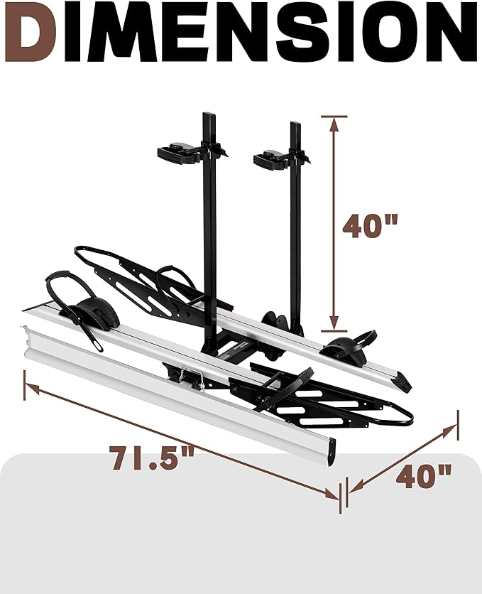 Young Hitch Mount Bike Rack with Ramp, 200 lbs. Capacity for 2 E-Bikes, Fat Tire and Standard, fits Cars, SUVs, RVs, Trailers with 2 Inch Receiver
