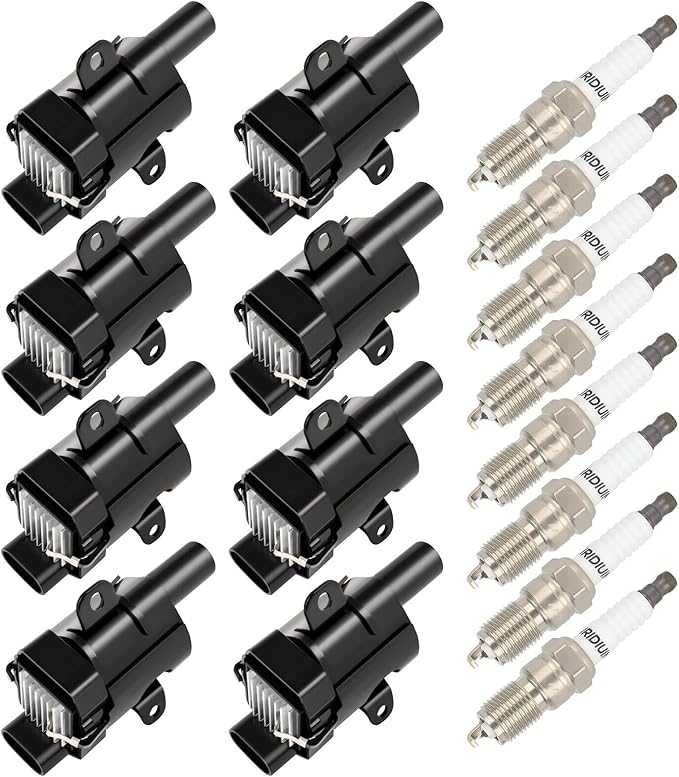 ECCPP 12622553 1 8 ignition coils with 8 iridium Spark Plugs for Chevrolet for Buick for Cadillac Tahoe Rainier Escalade Ascender 4.8L 5.3L 6.0L UF262 748HH 9748HH 41-962