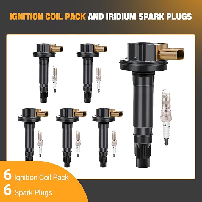 Yikesai Ignition Coil Pack Spark Plug Compatible with 3.5L EcoBoost V6 Turbo - 2011-2020 Ford F150, Expedition, Explorer, Transit, Flex, Taurus, Lincoln MKS, MKT, Navigator - Set of 6, UF646