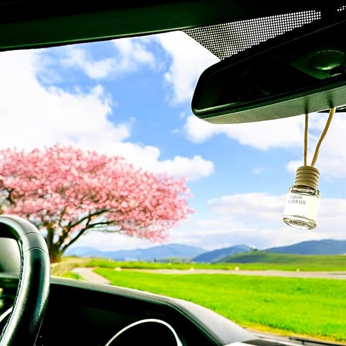 Urban Naturals Car Air Freshener Diffuser 3 Pack - Cherry Luxe Scent, 45+ Days Long Lasting Fragrance, Made in USA, Glass & Wood, Hanging Design + Vent Cip, Easy to Use