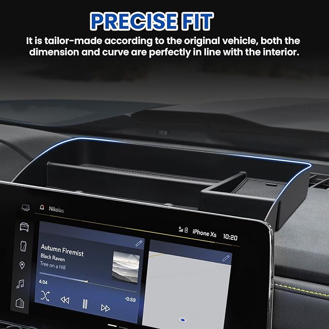 Autorder Center Console Dash Organizer for 2023-2026 Chevy Chevrolet Colorado Accessories Dashboard Insert Tray with Cellphone Holder Storage Box with Anti-Slip Mat