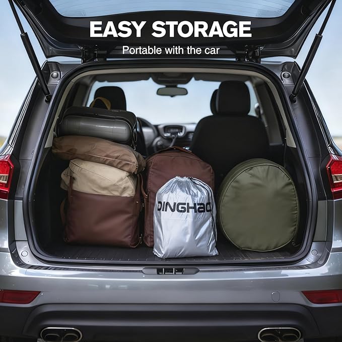 DINGHAO Car Cover Waterproof All Weather with Hot Stitching for Automobiles,6 Layers Outdoor Full Exterior Cover Sun UV Rain Snow Wind Protection Fit for 209"(209 * 75 * 59 inch) Sedan