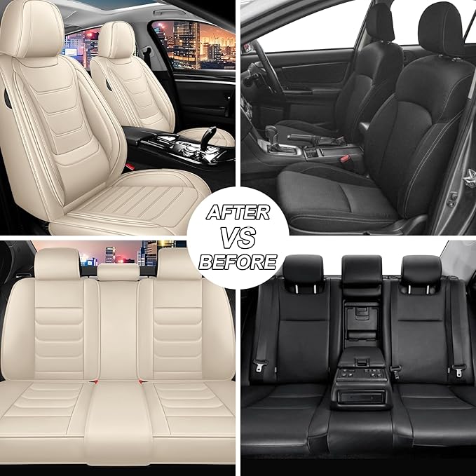 Car Seat Covers for Chevrolet Tahoe 2000-2025, Family Seat Covers, Nappa Leather, Airbag Safe, Waterproof, Anti-Slip & Wear-Resistant, Automobile Seat Covers Sets.(Standard 2 Seats/Beige)