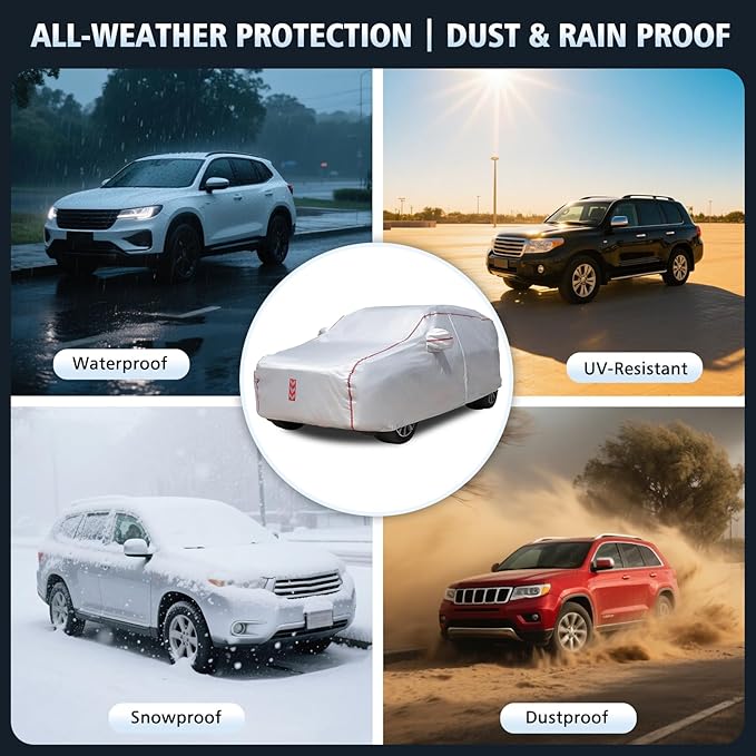 SUV Car Cover, 30 S Quick Install Underbody Wrap-Around Mount Car Cover Waterproof All Weather, for SUV up to 181 in Car Covers