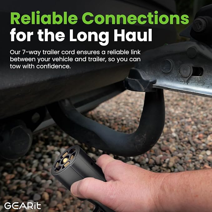 GEARit 7 Way Trailer Cord (16 Feet) 7-Pin Plug Weatherproof Heavy Duty Wiring Harness Cable for for RV Trailers and Campers - 16Ft