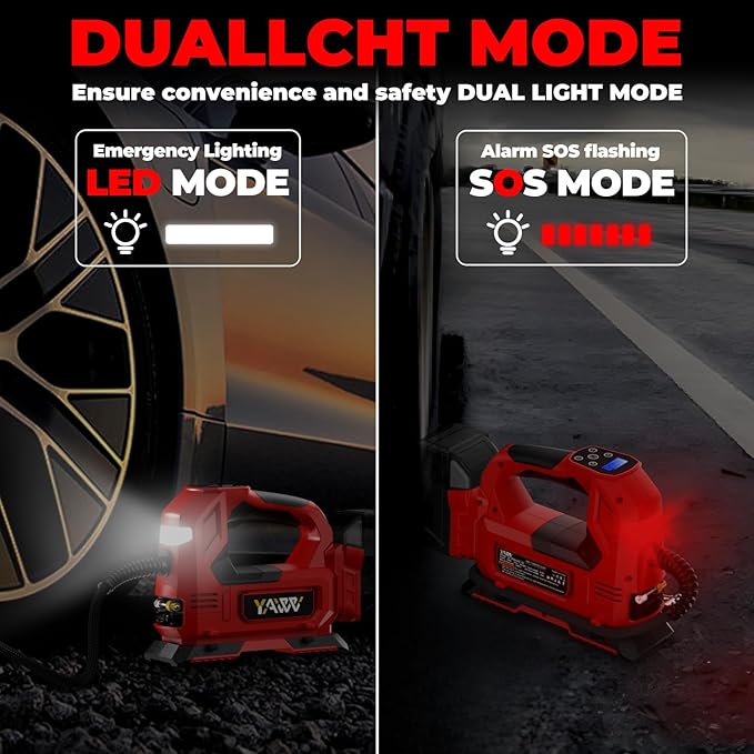 Cordless Tire Inflator Air Compressor for Milwaukee M18 Battery, 160PSI Portable LED Light Handheld Air Pump with Digital Pressure Gauge for Cars Motorcycles Bikes Sport Balls(Battery Not Included)