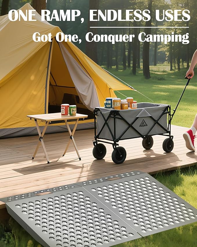 Shed Ramp for Riding Mower, 750 LBS Portable Threshold Loading Ramps for Sheds Garage Doorway Lawn, Supporting Anti-Slip Ramp for Tractor Snow Blower Wheelchairs Garden Cart, Carbon Steel, 1 Pcs