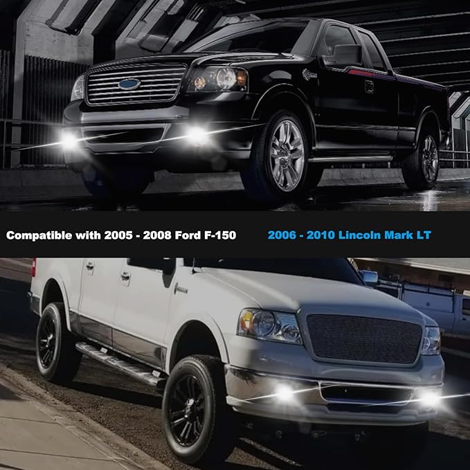 Ultra-Bright LED Fog Lights with DRL and Turn Signals Fit for 2005 2006 2007 2008 Ford F150, 2006-2010 Lincoln Mark LT, Front Driving Fog Lamps Assembly, DOT Certified - 1 Pair