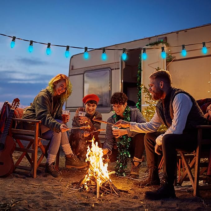 GOOTHY 25 Pack C7 LED Blue Christmas Replacement Light Bulbs, C7 Shatterproof LED Light Bulbs for Christmas Indoor Outdoor String Lights, E12 Candelabra Base Night Light Bulbs, 0.6W Candles Bulbs