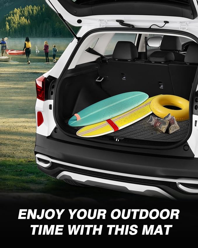 Powerty Trunk Mat for 2021-2025 2026 Kia Seltos Accessories Cargo Mats TPE All Weather Cargo Liner Heavy-Duty Trunk Liners(Just Fits Without Subwoofer)(No SX Turbo Models)