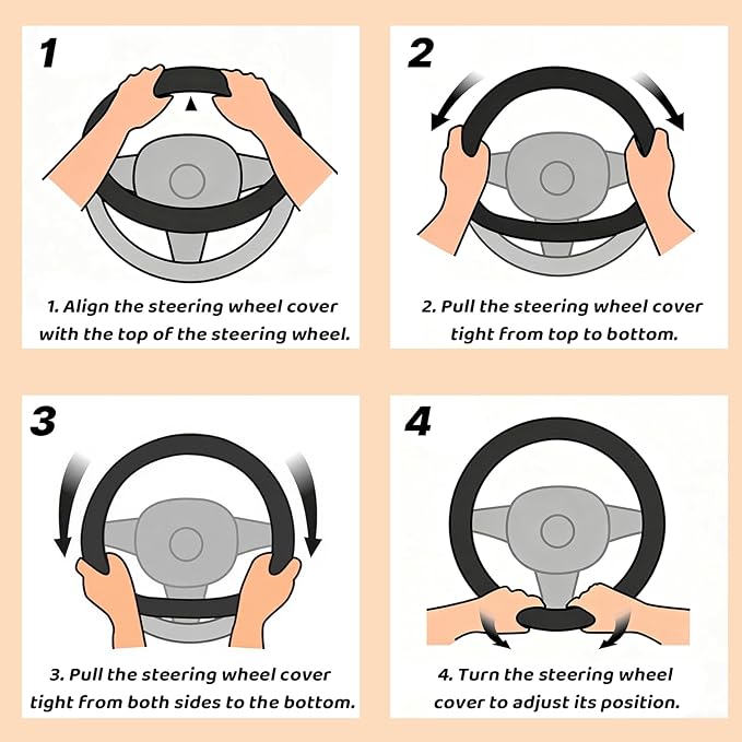 Universual Fluffy Fur Soft Fuzzy Steering Wheel Cover Leather Women Men Pink Sporty Cute 15 inch Car Accessories Non-Slip Decoration