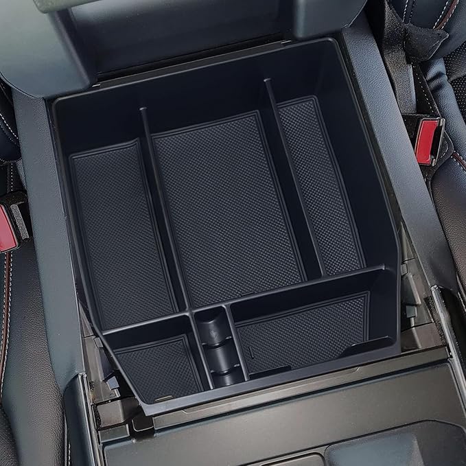 Center Console Organizer Compatible with 2021 2022 2023 2024 Ford F150 Interior Accessories, Armrest Box Insert Storage Tray (Full Console w/Bucket Seats ONLY) Black Trim
