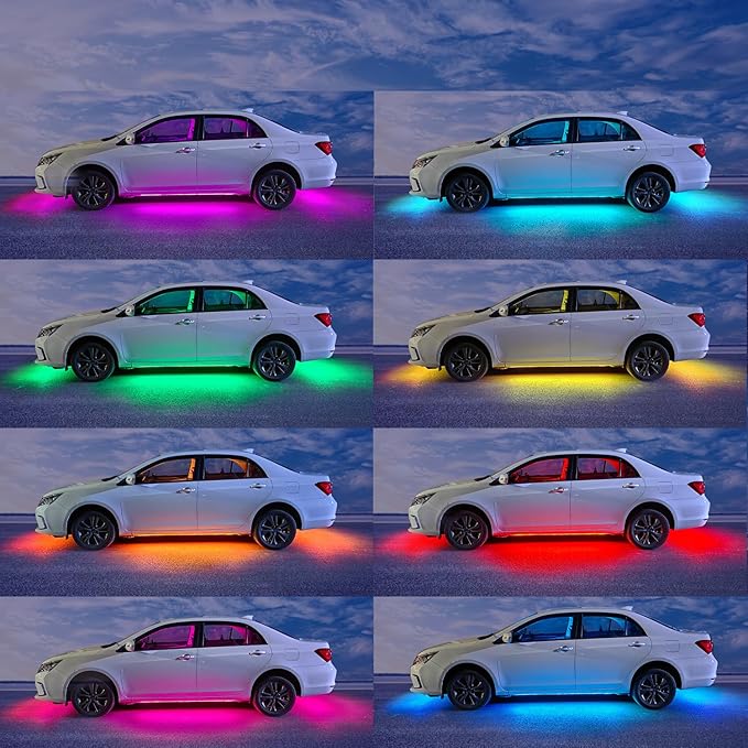 Underglow Kit for Car, Led Underglow Lights with App and Remote Control, 16 Million RGB Colors, 29 Preset Modes, Music & DIY Mode, Under Car Led Lights Exterior for SUVs, Trucks, DC 12V