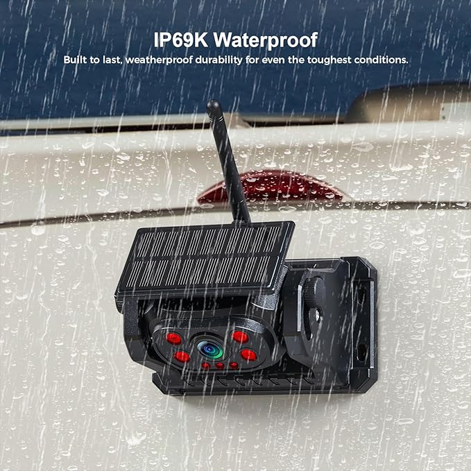 Wireless Magnetic Backup Camera, 15000mAh Battery Powered Rechargeable Waterproof HD Solar Back Up Rear View Bluetooth Hitch Camera with 7 Inch 1080P Monitor System for Car Truck Trailer RV VN003
