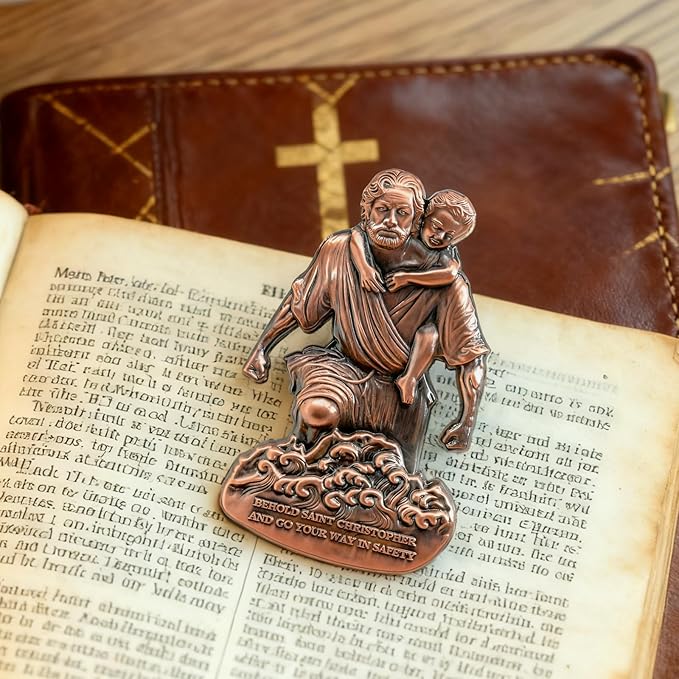 St Christopher Medal for Car, Metal Saint Christopher Visor Clip, Talisman for Safety, Automotive Visor Accessories, Gift for Drivers, Families, Friends
