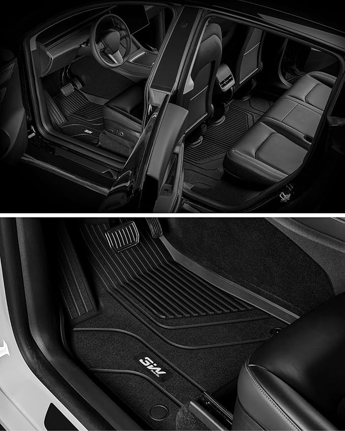 3W Tesla Model Y Floor Mats 2020-2024 2025(Not for Juniper), Cargo Liners & Frunk & Seatback Protector Mats,TPE Custom Fit All Weather, Full Set, Accseeories 5-Seater