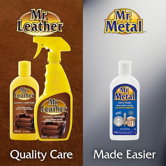 Mr. Leather Cleaner and Conditioner (8 oz) - Restores & Protects All Leather with Natural Oils - Hydrating and Water-Repelling Cream for Couches, Car Interior, Shoes, and Bags
