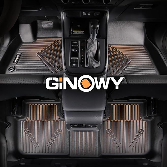 GINOWY- Floor Mats for Kia Seltos 2020-2025 2026, TPE All Weather Protection Mats for Kia Seltos 2024, Custom Seltos Floor Liners Non-Slip Waterproof Automotive Accessories, Black