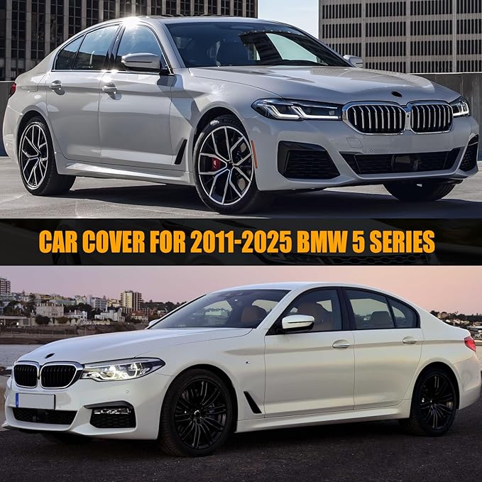 Waterproof Premium Car Covers Replace for 2011-2025 BMW 5 Series,10 Layers Heavy Duty with Cotton Liner All Weather Car Cover with Zipper Door, Windproof Bands for Snow Rain Dust Protection