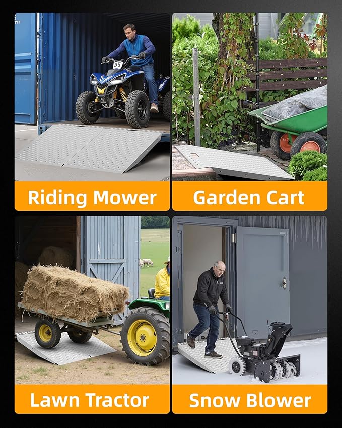 VNN 36" x 24" Shed Ramp for Riding Mower - 800 LB Capacity Shed Ramps, Anti-Slip Punch Plate Ramp for ATV, Motorcycles, Garages & Barns (1PC)