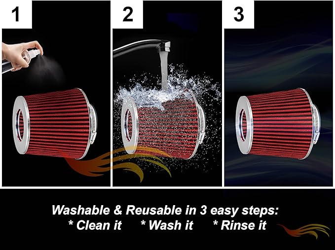 Rtunes Racing Short Ram Air Intake Kit + Filter Combo Compatible For 96-98 4Runner 3.4L / 95-98 T100 / Tacoma 3.4L (Red)