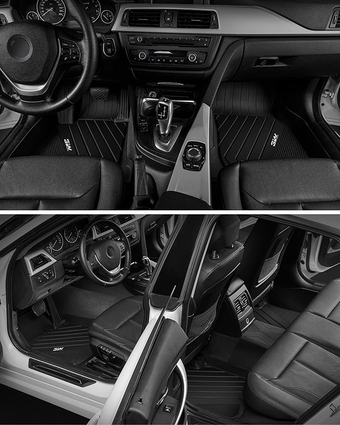 3W Floor Mats Fit for 2012-2018 BMW F30 3 Series 320i 328d 328i 330e 330i 335i 340i RWD & Sedan, TPE All Weather Custom Fit Floor Liner for 3 Series Full Set Car Mats (NOT for 335is & GT & X-Drive)