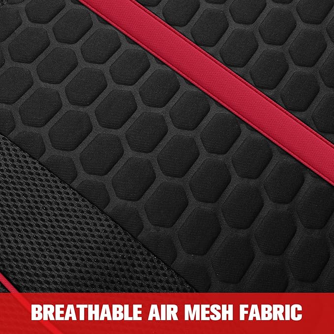 Breathable Premium Car Seat Covers Full Set,3D Air-Mesh Seat Covers for Cars,Comfortable Safety Airbag Compatible,Universal for Most Cars Sedan Truck SUV(Black/Red)