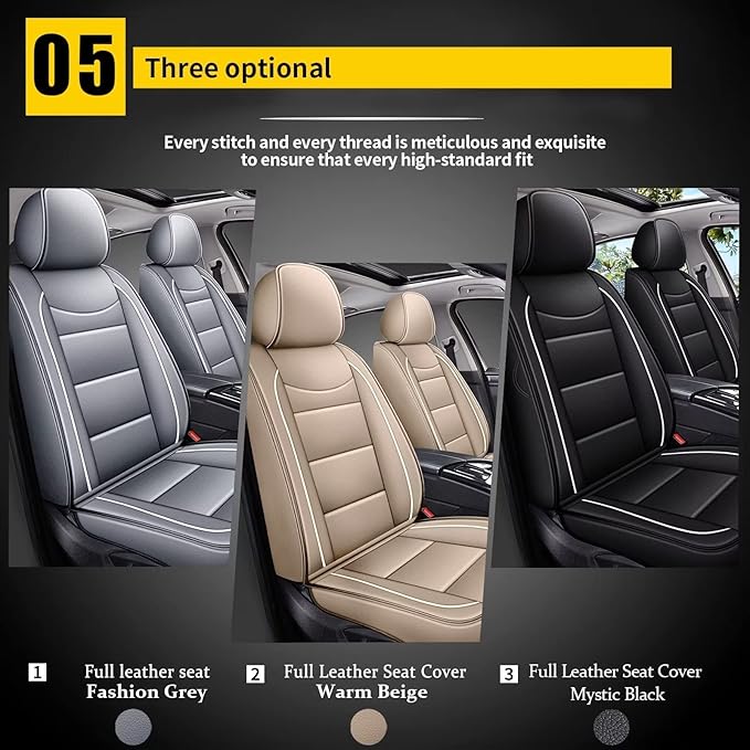 YORKNEIC Car Seat Covers Front Set fit for Jeep Wrangler 2003-2025 2026, Waterproof Leather Breathable Seat Covers Minimalist Luxury Easy Install Full Protection (2 Front Set, Black)