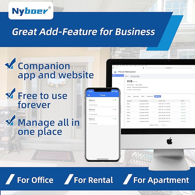 Keyless Fingerprint Smart Door Lock and Handle - Keypad Entry, Electronic Passcode for Front Door