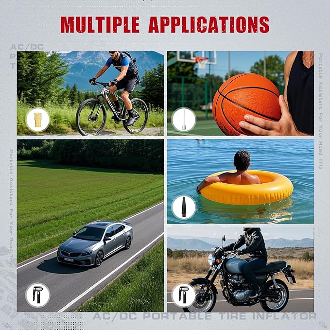 AVID POWER Tire Inflator Portable Air Compressor AC/DC, Automatic Tire Inflator with Gauge, 12V, 110V Small Air Compressor, Portable Air pump for Car Tires, Bikes, Motorcycles, Small inflatables