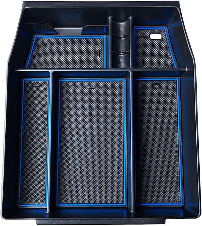 Center Console Organizer Compatible with 2021 2022 2023 2024 Ford F150 Interior Accessories, Armrest Box Insert Storage Tray (Full Console w/Bucket Seats ONLY)-Blue Trim