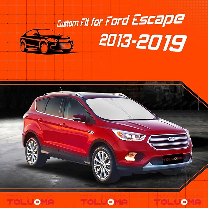 Custom Fit Windshield Sun Shade for Ford Escape 2013-2019 - Full Coverage, 210T Reflective Fabric, Double-Layer Design - Blocks 99% UV Rays, Keeps Car Cool, Easy to Install and Store