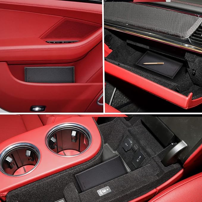 TOURSUIT Car Registration and Insurance Card Holder, Vehicle License Document Glove Box Compartment Organizer, Interior Car Accessories for Women Men Teens (Carbon Fiber Black)