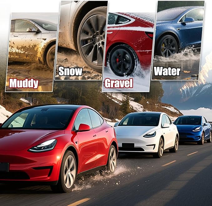 4Pcs Mud Flaps for Tesla Model Y 2025-2026 Accessories, No Drilling, Scratch-Resistant All Weather Protection,Thicker Version Mudflaps for Tesla New Model Y 2025 2026, Black