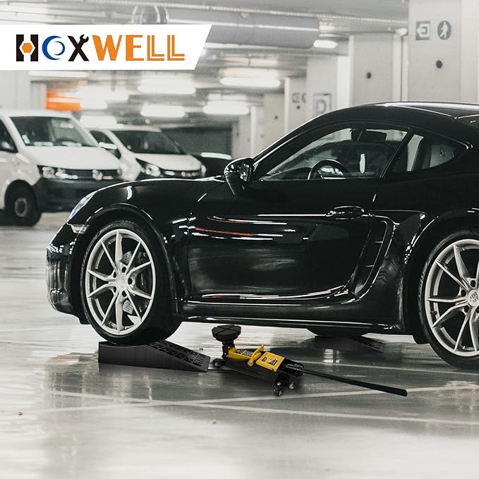 Car Ramps for Jack Support and Lift Vehicle Maintenance, Lightweight Low Profile Car Ramps for Garage, Heavy Duty Tire Ramps for Low Chassis Cars, 17.5''x10''x3.14'' (2PCS)