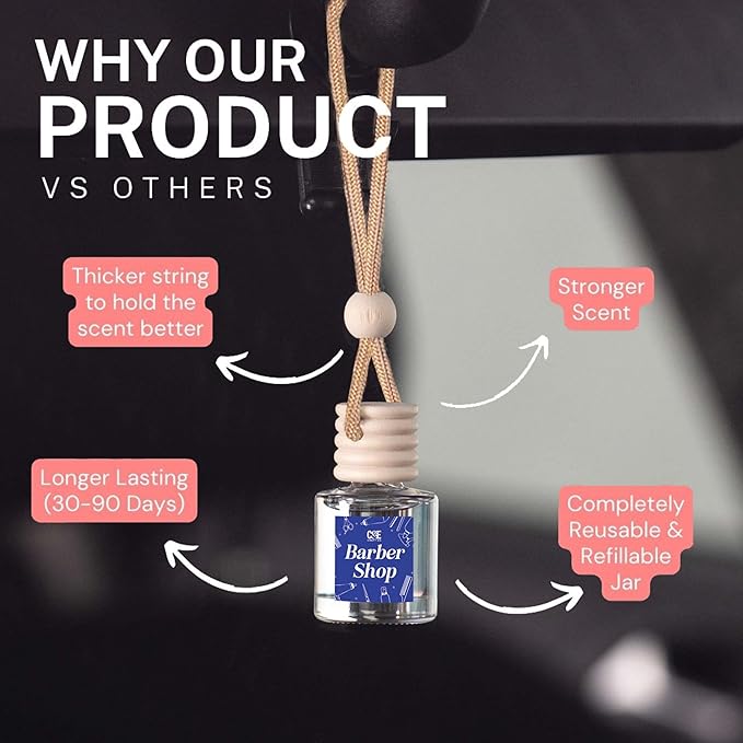 CANDECraftCo Car Air Hanging Fragrance Oil, Car Auto Freshener for Essential Oils, Scents Fragrance Aromatherapy Automobile Diffuser, Long Lasting (Whiskey & Oak)