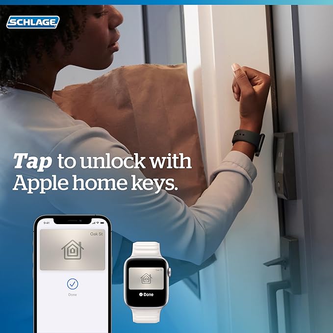 Schlage BE499WB CEN 625 Encode Plus WiFi Deadbolt Smart Lock, Keyless Entry Touchscreen Door Lock with Century Trim, Bright Chrome