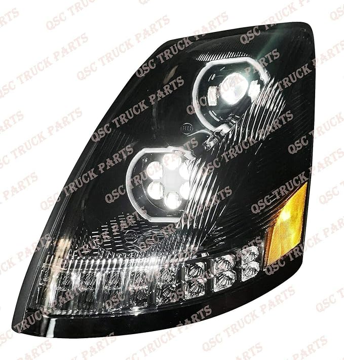 QSC Truck Parts Full LED Performance Headlights Pair Sequential Turn Signals Compatible with Volvo VNL 04-17