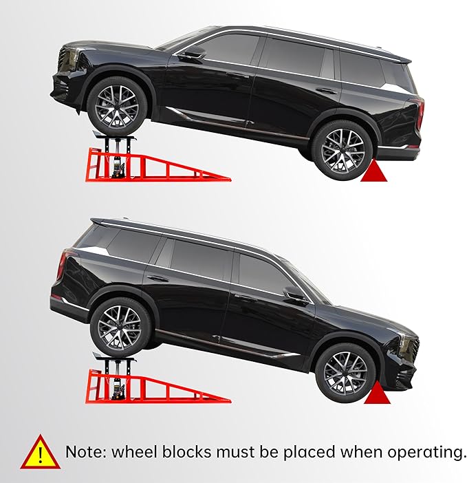 5 Ton (11000 lbs) Capacity Hydraulic Low Profile Car Ramps with Pin Lock, 10.6 to 14.7 Inch Lift Range, for Auto & Home Garage Maintenance, Oil Changes