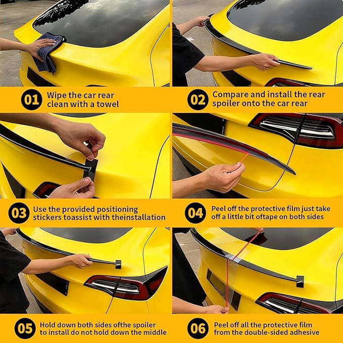 Spoiler Compatible with Model Y 2020-2024 ABS Material Rear Spoiler Wing Rear Trunk Lip Glossy Car-Bon Fiber