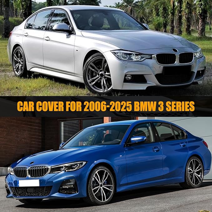 Waterproof Premium Car Covers Replace for 2006-2025 BMW 3 Series, 10 Layers Heavy Duty with Cotton Liner All Weather Car Cover with Zipper Door, Windproof Bands for Snow Rain Dust Protection