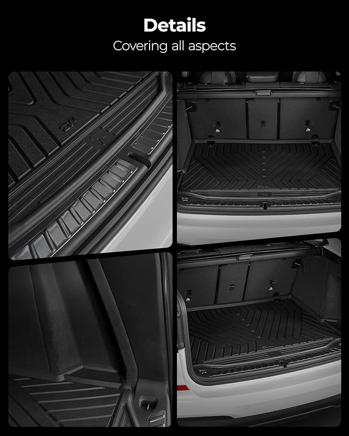 3W 2018-2024 BMW X3 Cargo Liner, All Weather TPE X3 Accessories Custom Fit for BMW X3 G01 30i M40i M Car Mats (Only for car Without Spare tire) (Don't Fit 30e)