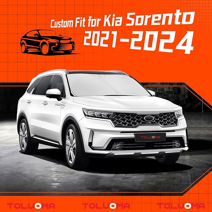 Custom Fit Windshield Sun Shade for Kia Sorento 2021-2025 - Full Coverage, 210T Reflective Fabric, Double-Layer Design - Blocks 99% UV Rays, Keeps Car Cool, Easy to Install and Store