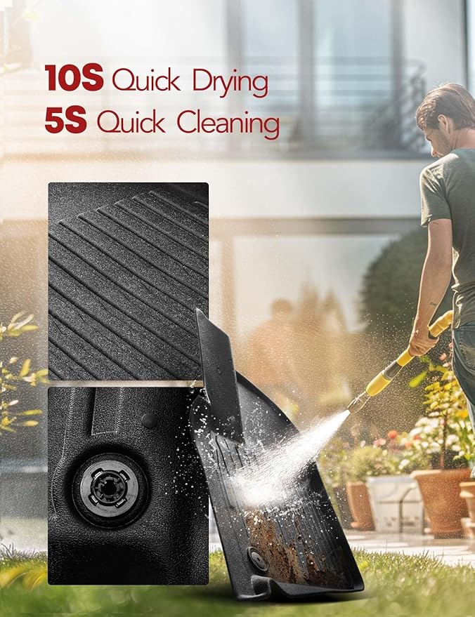 YHTAUTO Floor Mats Fit 2017-2025 Audi Q7, 2019-2024 Q8, TPE All Weather Car Mats Waterproof Anti-Slip Odorless Floor Liner, Interior Car Accessories Front & 2nd Row Liner