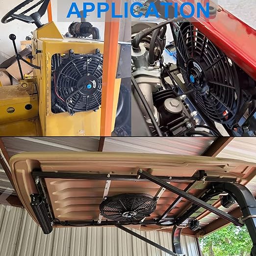 2PCS 12 Inch Universal Slim Fan Push Pull Electric Radiator Cooling 12V 80W Mount Kit Black