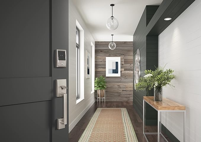 Schlage BE499WB CEN 619 Encode Plus WiFi Deadbolt Smart Lock, Keyless Entry Touchscreen Door Lock with Century Trim, Satin Nickel