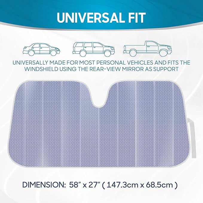 BDK Lavender Shine Car Windshield Sun Shade Accordion Folding Sunshade for Windshield Blocks UV Rays Sun Visor for Car Front Window Protector - Easy Setup Keeps Your Vehicle Cool - 58 x 27 inches