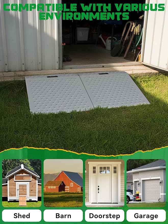 Shed Ramp for Mower - 29" x 24" Heavy-Duty Shed Ramps Kit, 750LBs Anti-Slip Metal Loading Ramps for Shed for UTV, Motorcycles, Lawnmower, Garages & Barns, 1PC